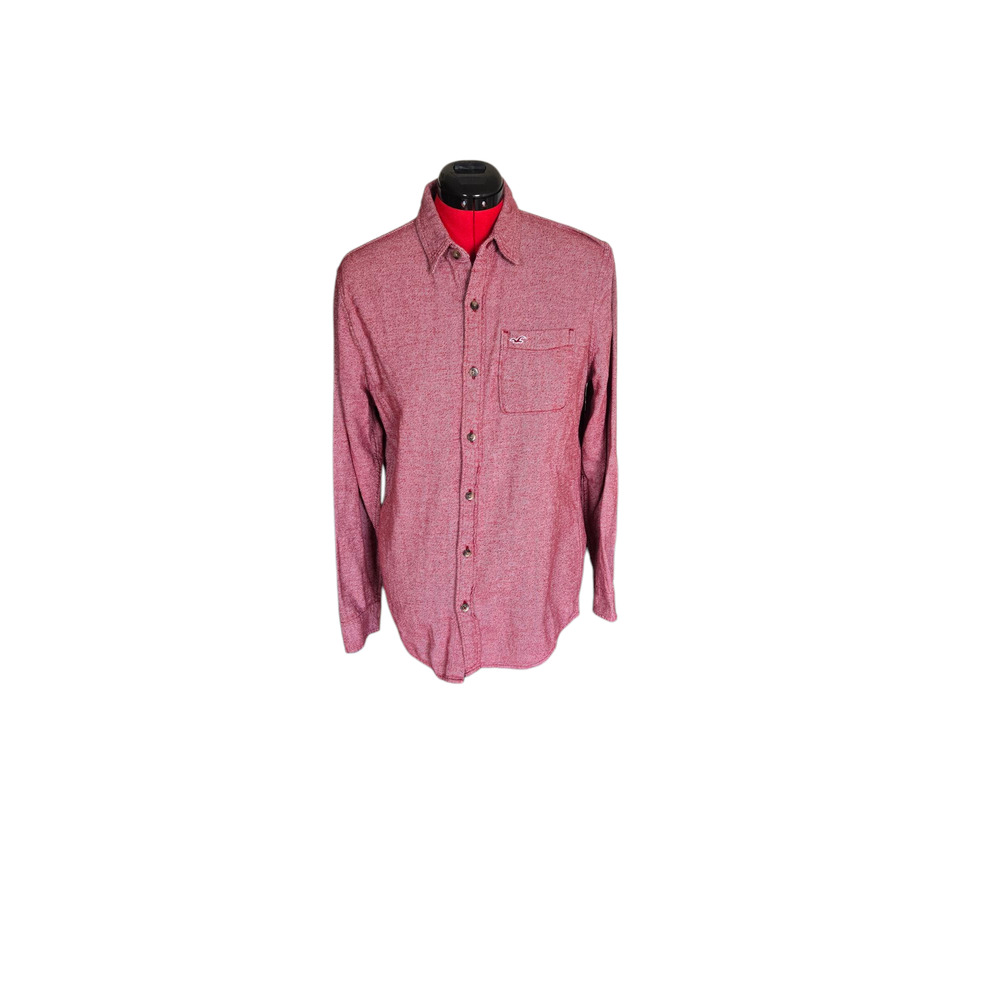 Hollister red and white pinstriped long sleeve flannel, size large